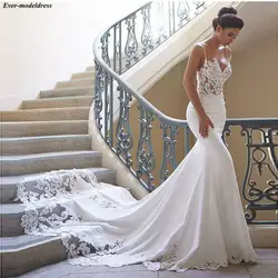 Vestidos de Novia свадебное платье русалки 2019 Аппликации Милая Красивые Свадебные платья без спинки Robe De Mariee