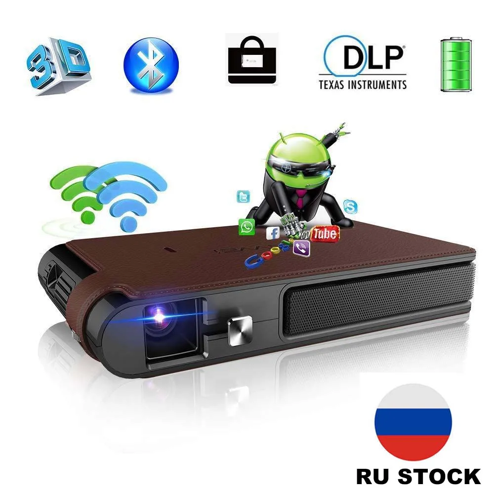 CAIWEI WIFI Home Theater Mini Portable LED Pico 3D DLP Projector 1080P Video Proyector with Android Bluetooth Miracast Airplay
