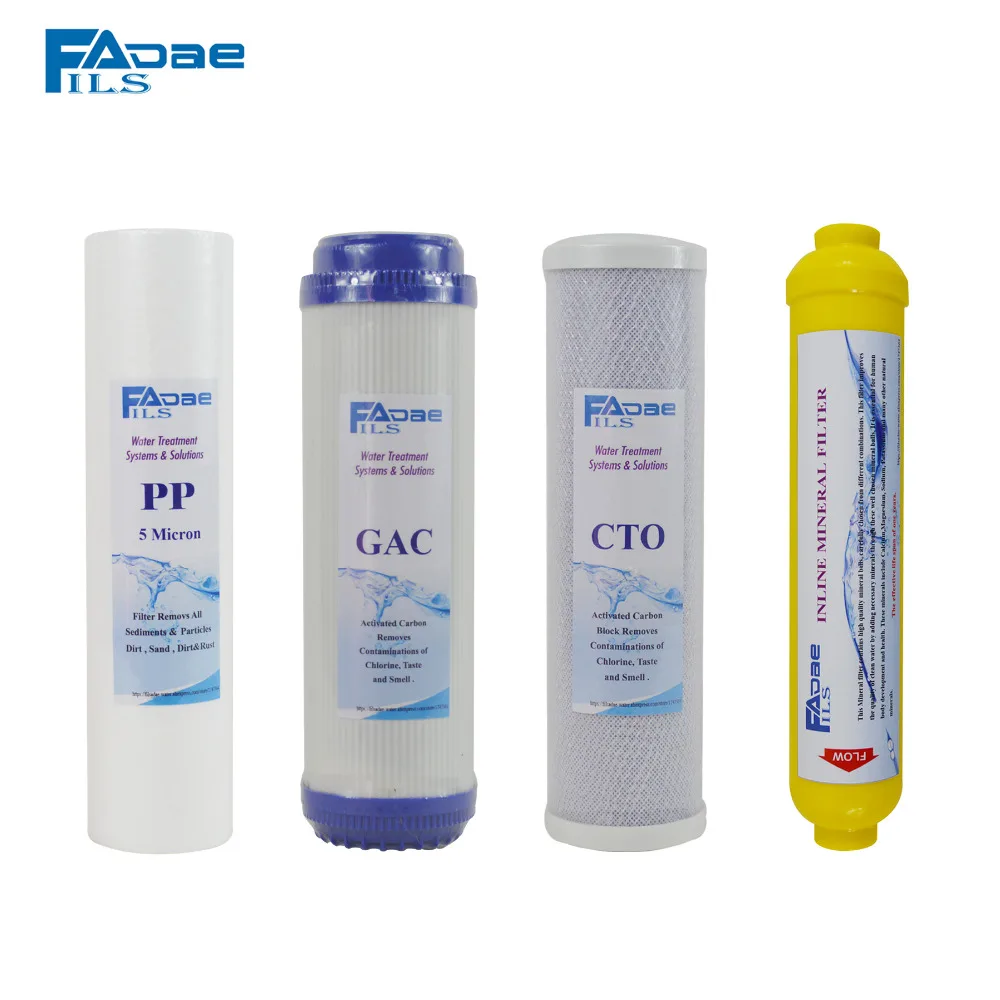 

Reverse Osmosis System Spare Parts 10" PP+GAC+CTO+Inline Post Mineral Filter (4pcs/lot)