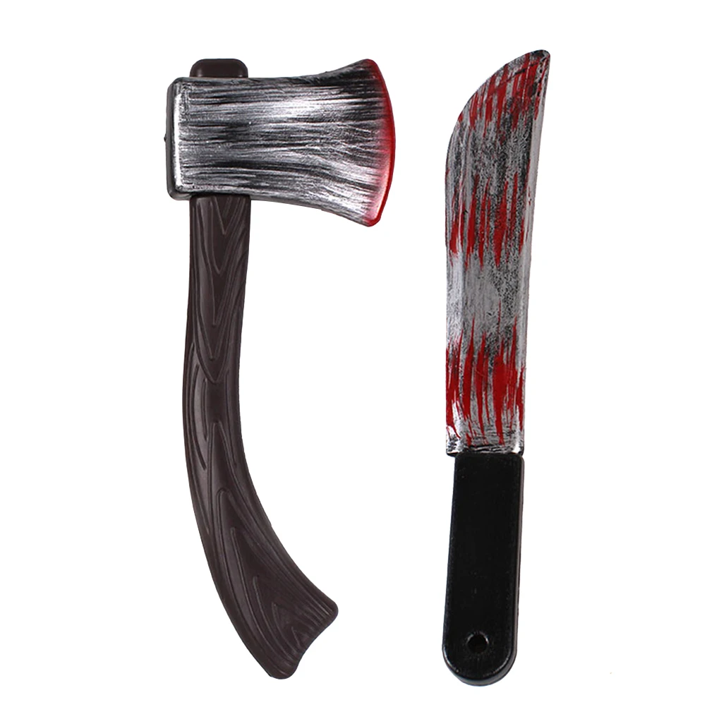 2 Pcs Plastic Halloween Costume Props Weapon Axe Kid Trick Toys Party