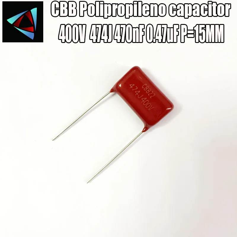 12PCS 400V 474J 0.47UF Pitch 15mm 470NF 400V 474 CBB Polypropylene film capacitor