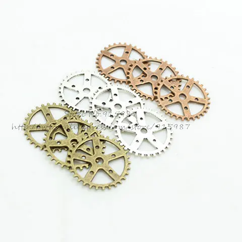 

Sweet Bell Three color Vintage Metal Alloy Steampunk Gears Jewelry Charm Jewelry Pendant Findings Free shipping 40pcs 25mm 5D907