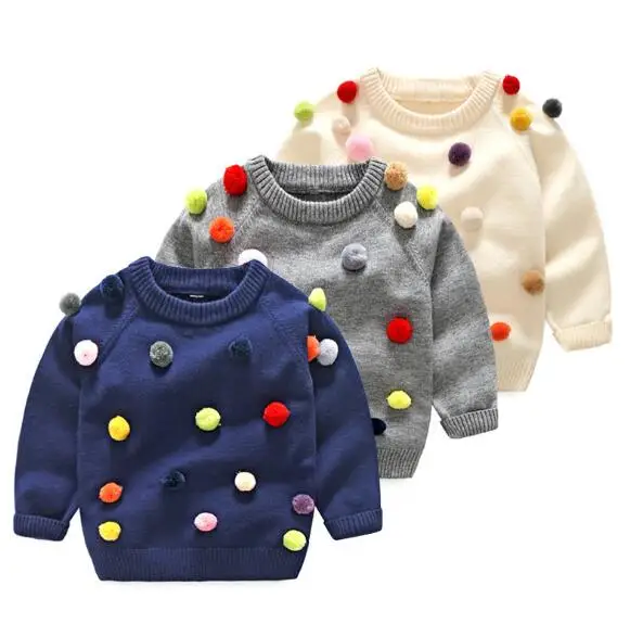 autumn kids sweater colored balls baby knitted cardigans fashion