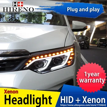 

Hireno Headlamp for 2015-2016 Toyota Camry Headlight Headlight Assembly LED DRL Angel Lens Double Beam HID Xenon 2pcs