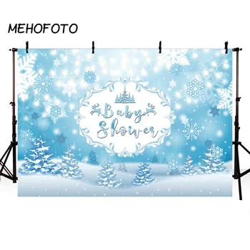 

Winter Baby Shower Photography Background Blue Snowflake Party Baby Birthday Decorations Photo Shoot Backdrops for Pictures