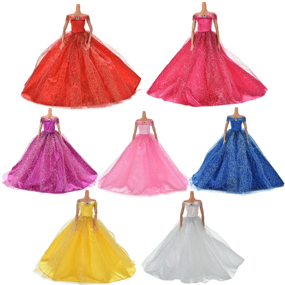 Hot Sale 7 Colors Available High Quality Handmake Wedding Princess Dress Elegant Clothing Gown For for Barbie Doll Dresses