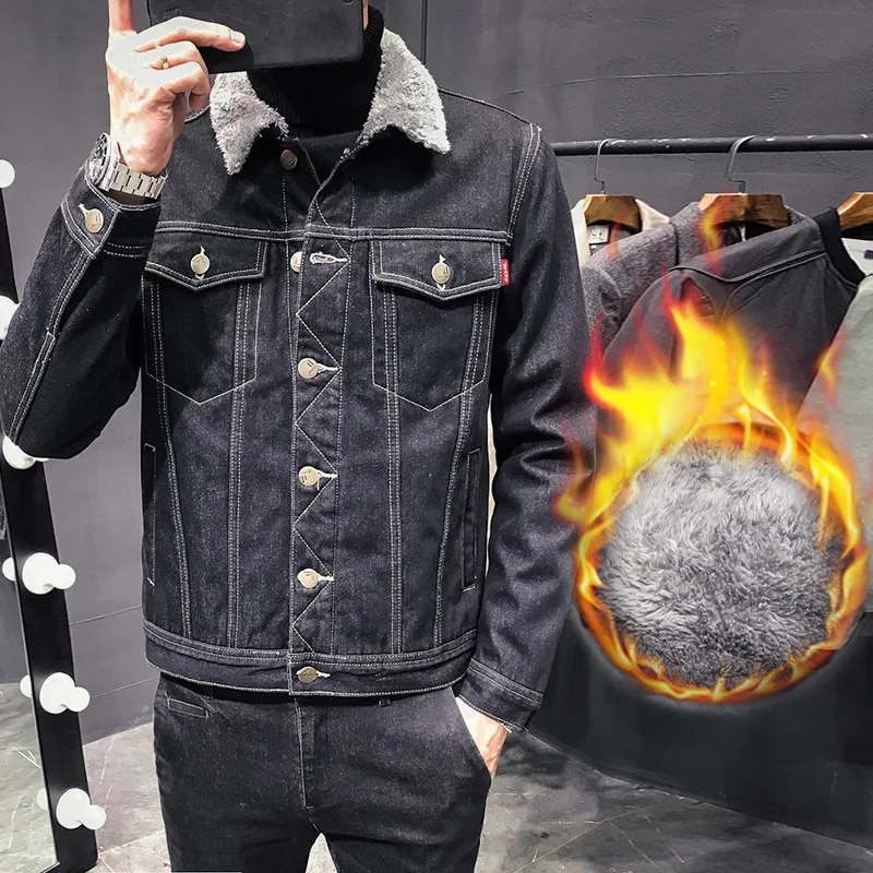 Men Jacket and Coat Trendy Warm Fleece Denim Jacket 2019 Winter Fashion Mens Jean Jacket Outwear Male Cowboy Plus Size 5XL Men Jacket and Coat Trendy Warm Fleece Denim Jacket 2019 Winter Fashion Mens Jean Jacket Outwear Male Cowboy Plus Size 5XL