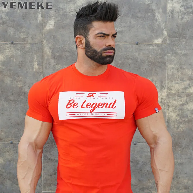 Yemeke رجل الصيف الاجسام القطن t-shirt الجمنازيوم تجريب المحملات قمم قصيرة الأكمام قمصان الرجال الترفيه ماركة الملابس Yemeke رجل الصيف الاجسام القطن t-shirt الجمنازيوم تجريب المحملات قمم قصيرة الأكمام قمصان الرجال الترفيه ماركة الملابس