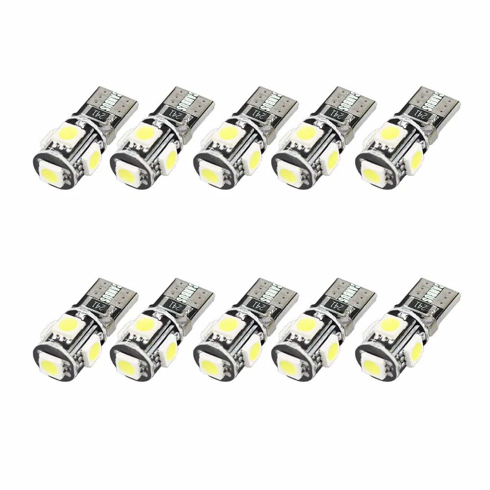 

AGLINT 10PCS T10 W5W 168 194 LED Bulbs CANBUS No Error 5050SMD 5 Chips Replacement Bulbs Interior Dome Light Reading Lamp White