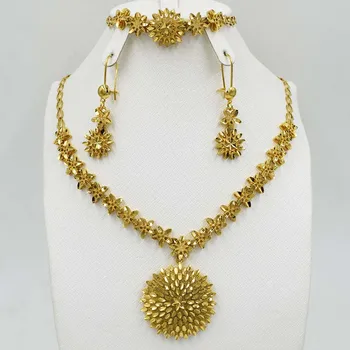 

New Vintage Jewelry Sets African Bead Beads Statement Necklace Earrings Bracelet Ring Women Wedding Party Accessories