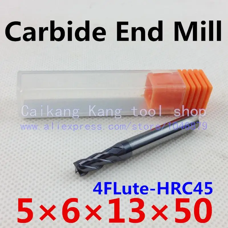 

New 4 Flute Head:5mm Tungsten steel cutter CNC milling Carbide End mills Highest cutting hardness: 45HRC 4F 5*6*13*50mm