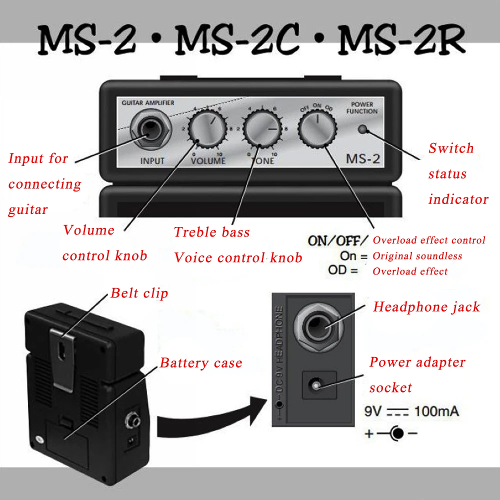 Marshall MS2 мини гитарная Колонка Аксессуары для гитары Palm Портативный Малый Динамик
