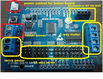 

2CH Motor 16CH Servo Shield Driven Control Board Compatible With Arduino For Robot Arm Robot Tank Car Diy RC Toy Kit