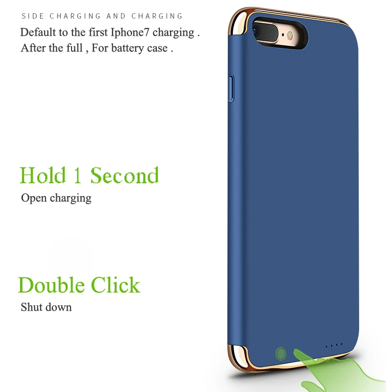 Battery case For 7 Plus 4000mAh . 3in1 Ultra Thin Luxury Matte Plating Metal Texture phone case for iphone 6 6S 7 8 Plus
