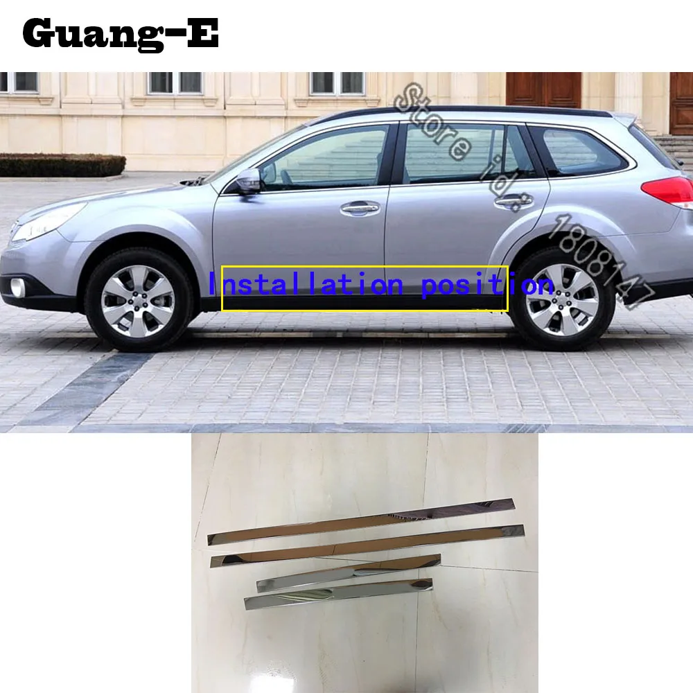 

Car detector Side Door Body trim stick Strip Molding Stream lamp panel bumper 4pcs for subaru Outback 2010 2011 2012 2013 2014