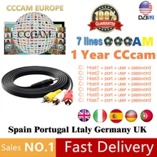 Europe 1 Year 7-Clines Cccam Service For Europe Spain Germany For DVB S2 V8 Super,V7S HD ,V9 Super Satellite TV Receiver boxes