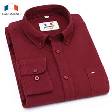Lang men g хлопок новая весенняя Осенняя модная брендовая мужская рубашка приталенная Мужская рубашка с длинным рукавом Повседневная мужская рубашка