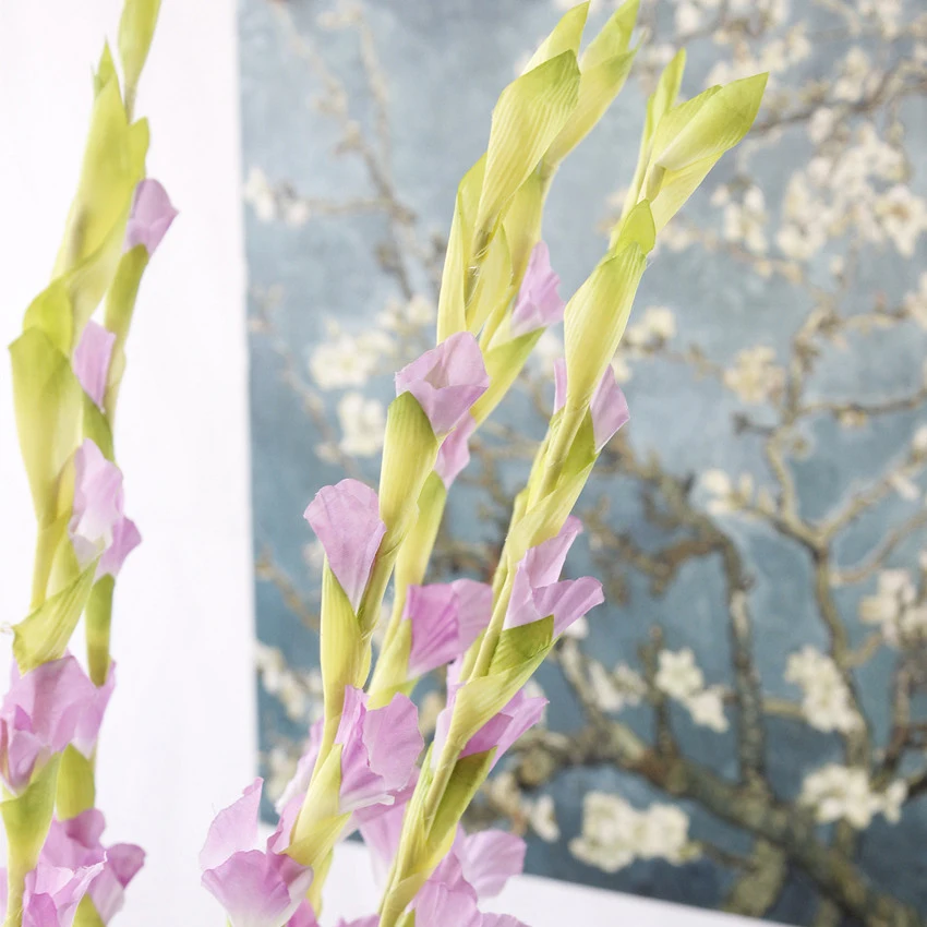 Artificial Flowers Silk Gladiolus Gladioli Stem Fake Sword Lily Home