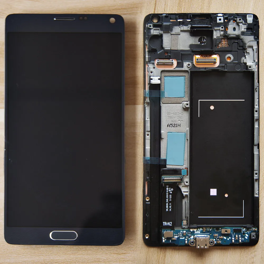 ЖК дисплей Super AMOLED для SAMSUNG GALAXY Note 4 сенсорный экран в сборе с дигитайзером рамка