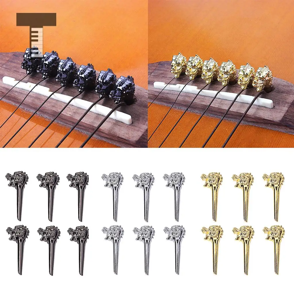 Tooyful Set of 6 Acoustic Bass Guitar/Mandolin Bridge Pins Replacement Parts black