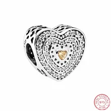 Подлинное 925 пробы серебро Необычные-Цветной фианиты прозрачные и щедрые сердца для изготовления украшений своими руками, соответственные Пандоре обаятельные подвески для женщин ювелирные изделия делая FL524