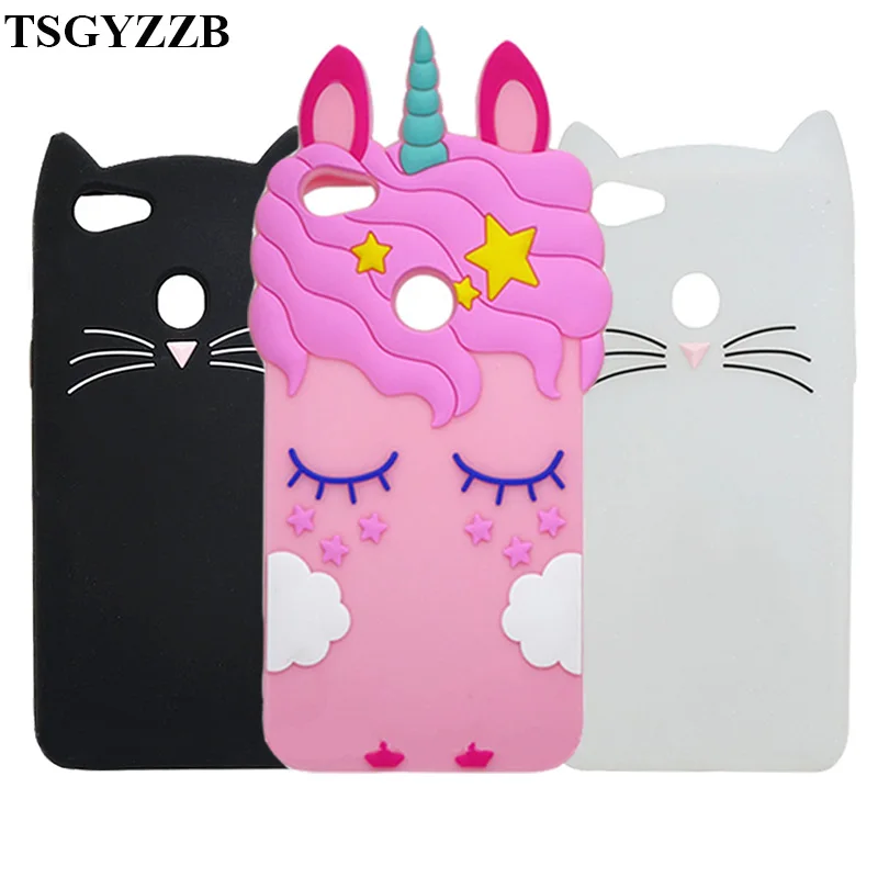 

For OPPO F5 Case Silicon Cute 3D Black Cat Ears Beard Pink Unicorn Horse Cartoon Soft Phone Back Skin Cover Case For OPPO F5