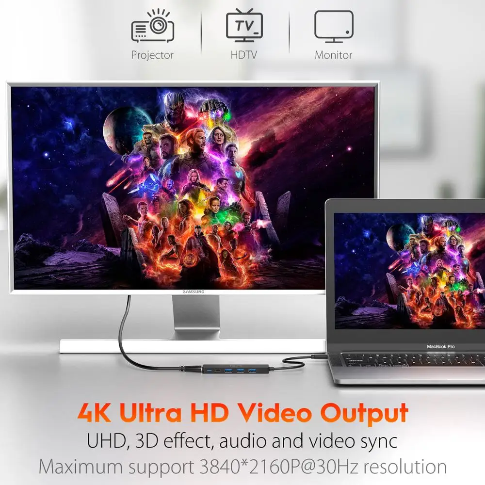 TSUPY USB C концентратор типа к HDMI 3 0 порты для зарядки хаб конвертер Macbook Pro Air 2018 samsung S10