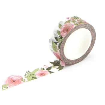

Hot 1.5cm Wide Luxuriant Flowers Washi Tape Adhesive Tape DIY Scrapbooking Sticker Label Masking Tape Summer melon