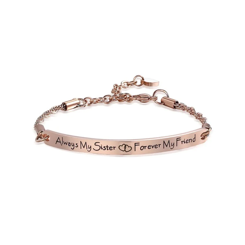 

Rose Gold Bracelets&Bangles Letter Heart Lover Forever Fashion Jewelry For Women Birthday Gifts Mujer Family 2018 Hot Sale