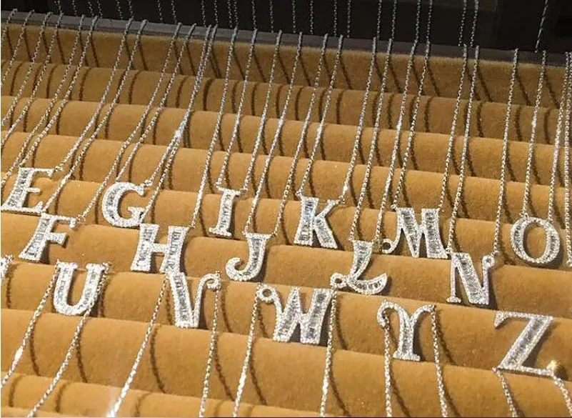 Online choucong Genuine 925 Sterling silver 26 Letters Pendants Cz Birthday Name Wedding Pendant Necklace for Women Party jewelry Gift