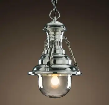 

American pendant lamps bar coffee shop heavy metal big shell personalized creative glass lamp single head pendant light ZA8253