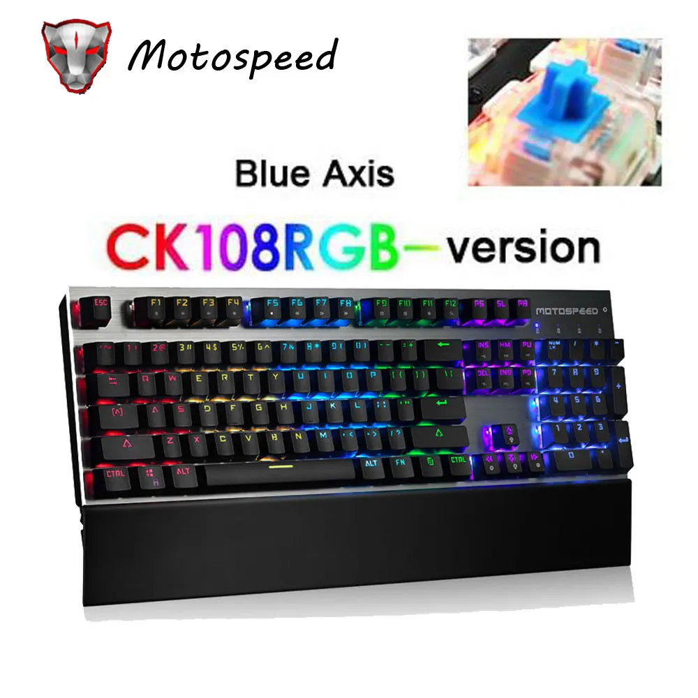 Дешево Оригинальная механическая клавиатура CK108, 104 клавиш, RGB переключатель, игровая Проводная klavye, светодиодный, с подсветкой, teclado для геймера, ко...