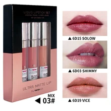 3 цвета/комплект брендовая Матовая жидкая помада Губы Косметика Водонепроницаемый стойкий блеск для губ mate Помада Макияж Блеск для губ