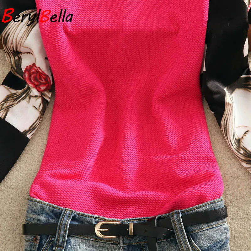 2016 Women Blouses Summer Autumn Stand Collar Chiffon Blusas Slim Long Sleeve White Red Tops Girls Printed  Feminina Shirts