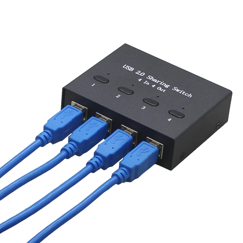 USB 2.0 Hub Manual Sharing Switch 4 in 4 out Keyboard and mouse sharing switch Printer sharing for Computer Manual button switch