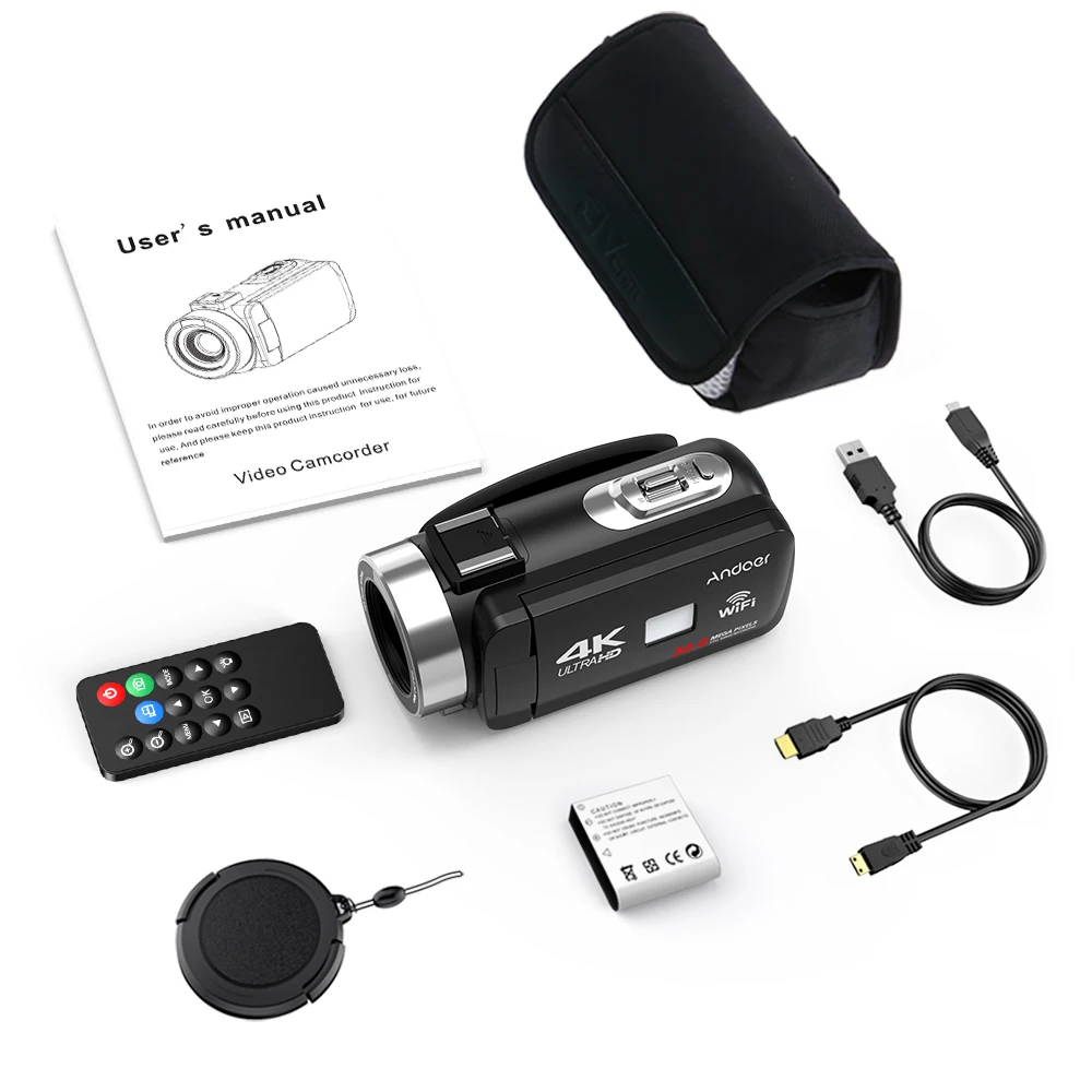 Andoer 4K Ultra HD WiFi Цифровая видеокамера DV рекордер с 16-кратным зумом 3," ЖК-сенсорный экран ИК Ночное Видение
