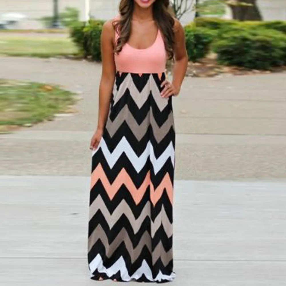 

Womens Striped Long Boho Dress Lady Beach Summer Sundrss Maxi Dress dressPlus Size womensummer dresses andsundress women summer