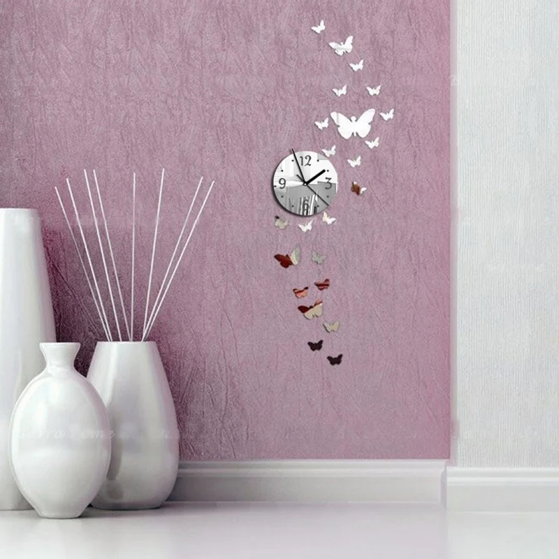 

New 3d Diy Acrylic Mirror wall Clock Watch Reloj De Pared Horloge Vintage Large Decorative Quartz wall sticker Living Room