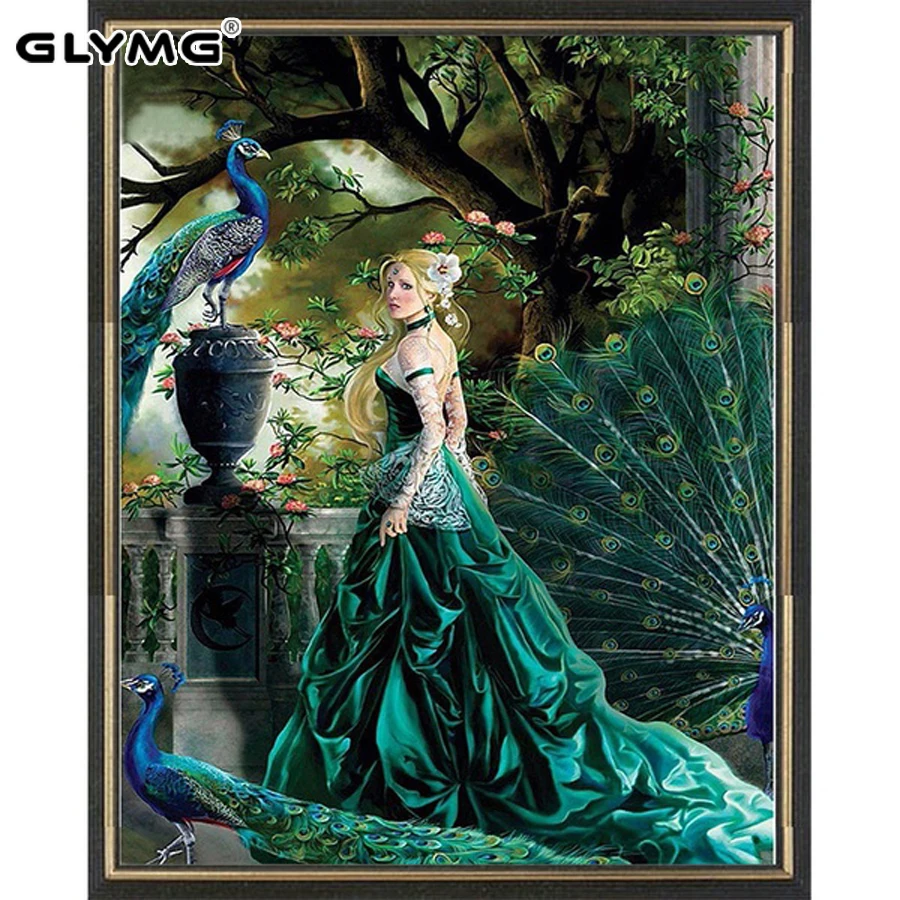 GLymg Diy Diamond Embroidery Peacock Beauty Animal Embroidery Handicrafts Diamond Painting Cross Stitch Full Square Wall Sticker