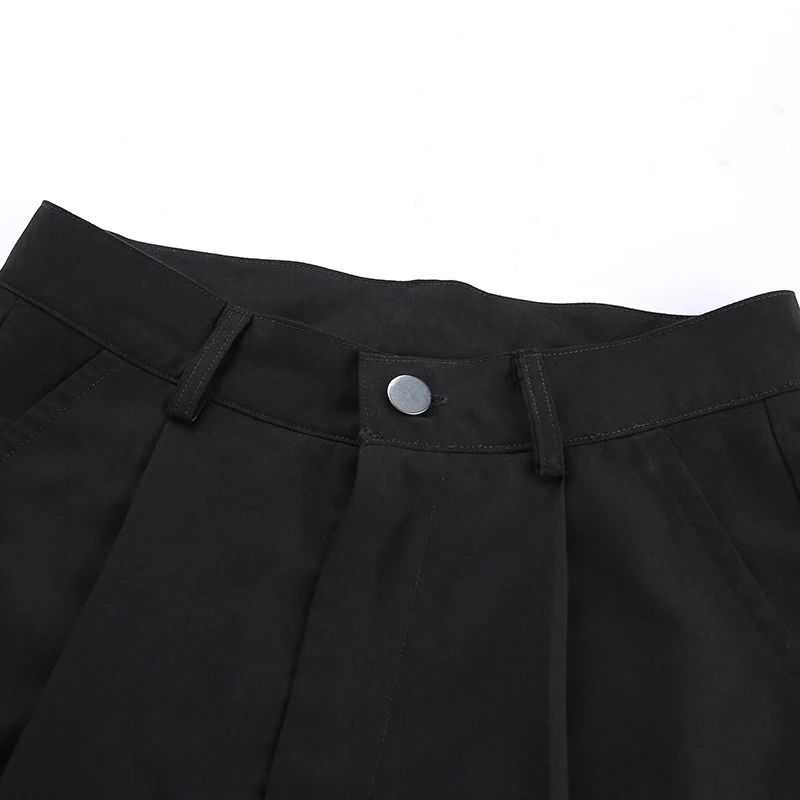 Waatfaak, повседневные прямые штаны, брюки с высокой талией, женские, тонкие, простые, черные, полная длина, Harajuku, уличная одежда, женские летние штаны