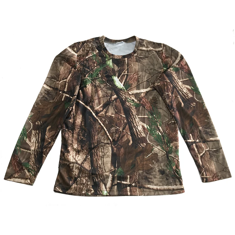 

Bionic Camouflage Hunting Clothes Mens T-shirts Breathable Mesh Long-Sleeve Shirt Camping Hunting Hiking Shirt Camouflage Shirt