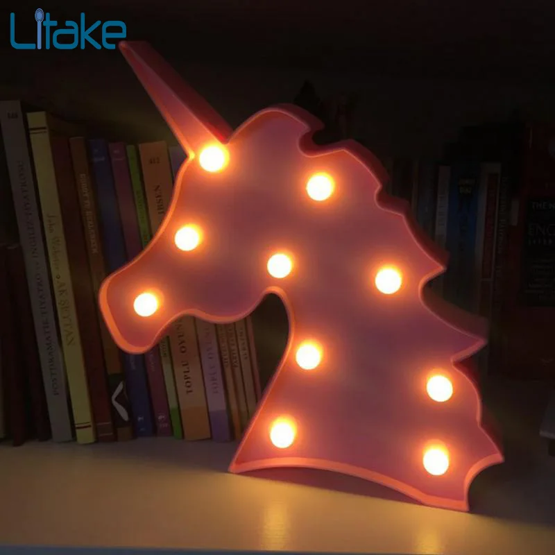 

Unicorn Night Light 3D Luminaria Unicorn Led Lamp Nightlight Marquee Letter Gift Toys Bedroom Decor For Kids Baby