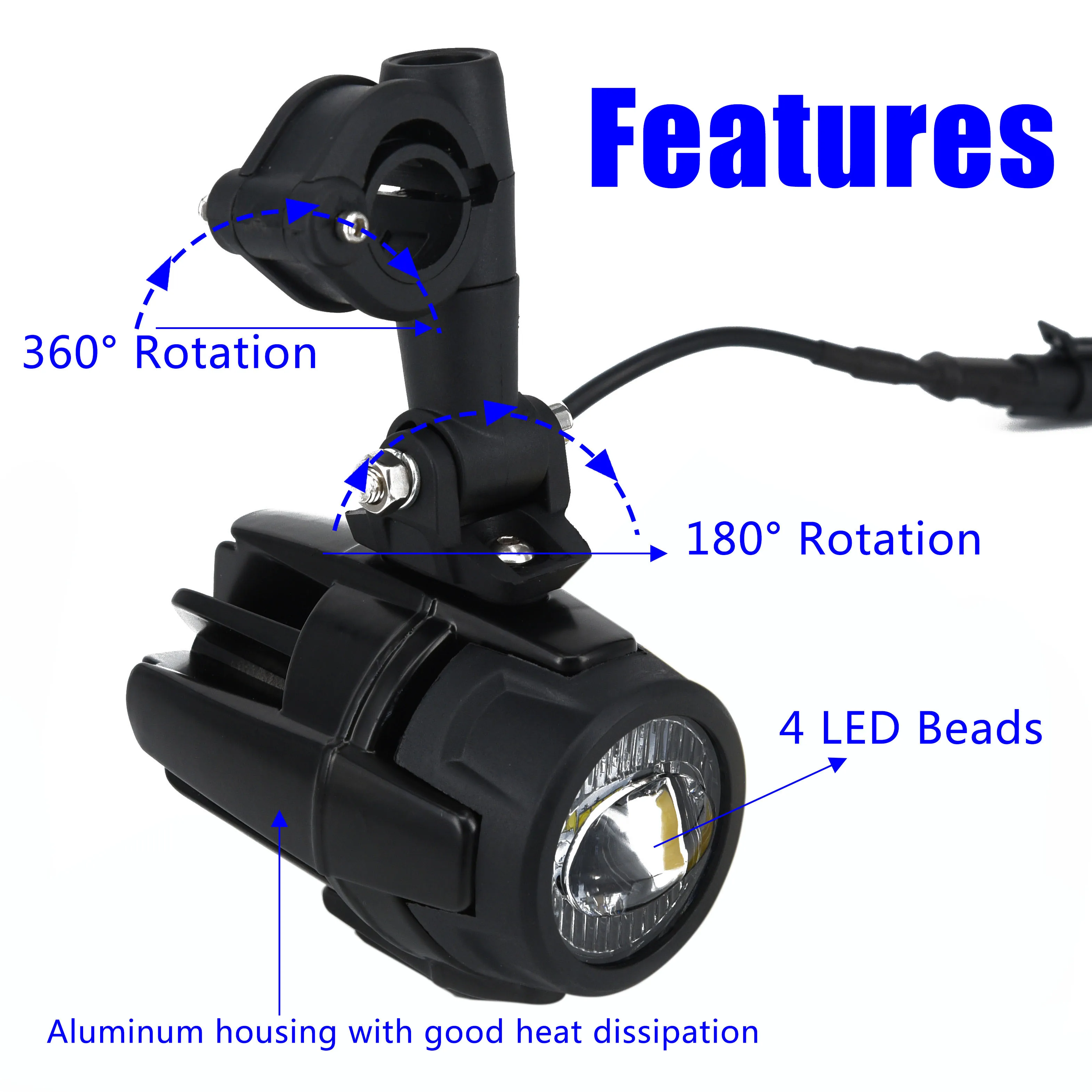 

LED Lights 10-30v Auxiliary Spot Driving Lamp For BMW R1200GS F800GS Practical Universal Replacement