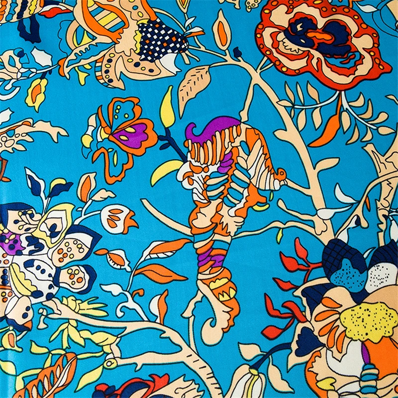 Дышащий этнический стиль цветок слон шаблон Леди саржа большой квадратный шарф дизайнерские бренды люксовые женские пляжные полотенца шейный платок