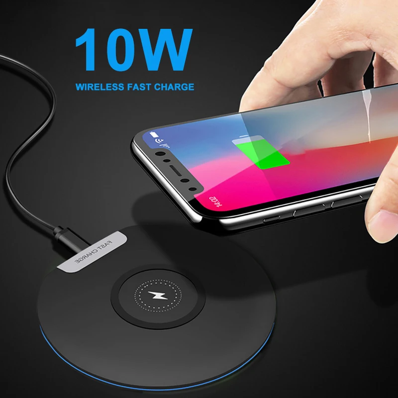 Беспроводное зарядное устройство Qi10W для мобильных телефонов для iPhone X / XS Max XR 8 Plus Samsung S9 S10 Note 9 8