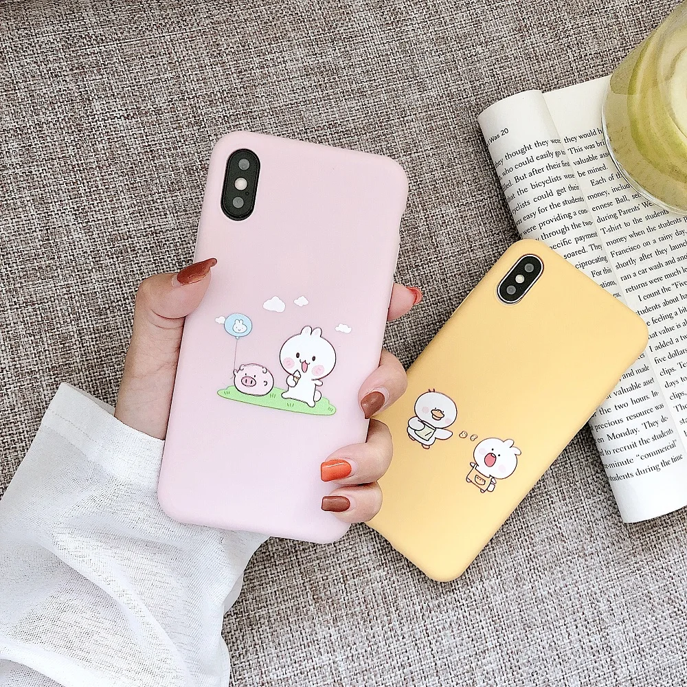 Милый чехол с животными для iPhone X XS Max XR 6 6S 7 8 Plus мягкий iphone TPU защита экрана розовый