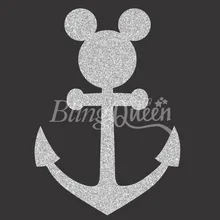 BlingQueen 12 шт./лот пользовательские корейские блестящие HTV виниловые приклеенные железные частички якорь Микки дизайн, цвета и размеры могут быть настроены
