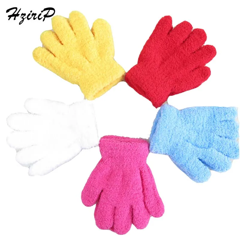 

Hot Sale New Winter Children Candy Color Cute Gloves Warm Knitting Coral Cashmere Mitts Solid Colors Unisex Girl Boy Baby Gloves