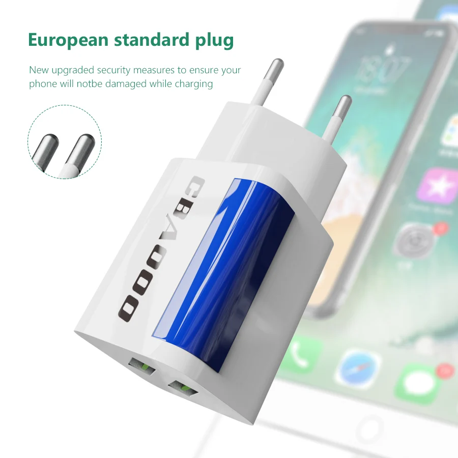 2 USB зарядное устройство, светящееся быстрое зарядное устройство для мобильного телефона, настольное зарядное устройство с двумя портами, з...