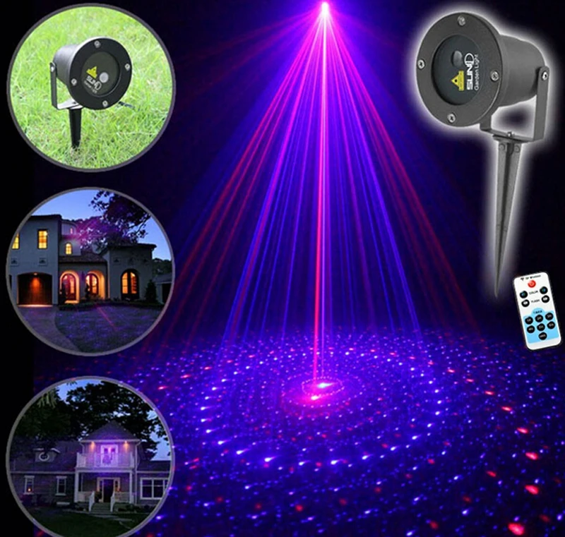 

IP68 Christmas Red Blue Elf Outdoor Landscape Lighting Lawn Remote RB Lase Projector Xmas Waterproof Outdoor Garden Lights